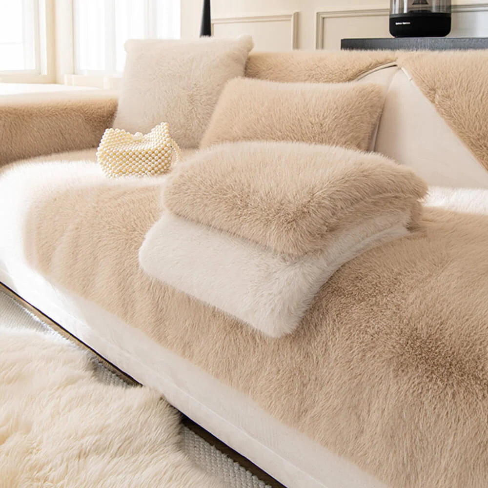 Sofa Cover Plush Faux Fur Non-Slip Machine Washable
