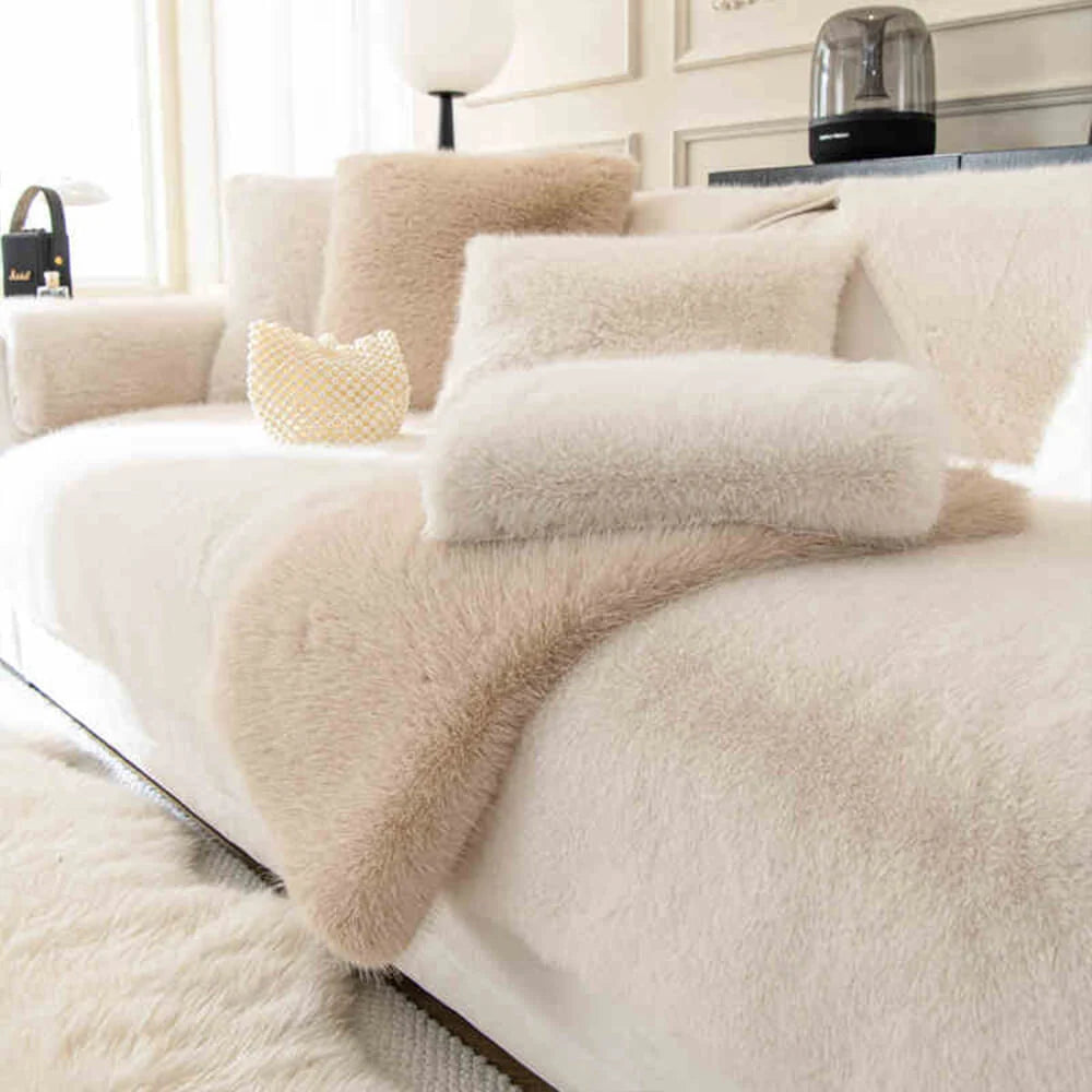 Sofa Cover Plush Faux Fur Non-Slip Machine Washable