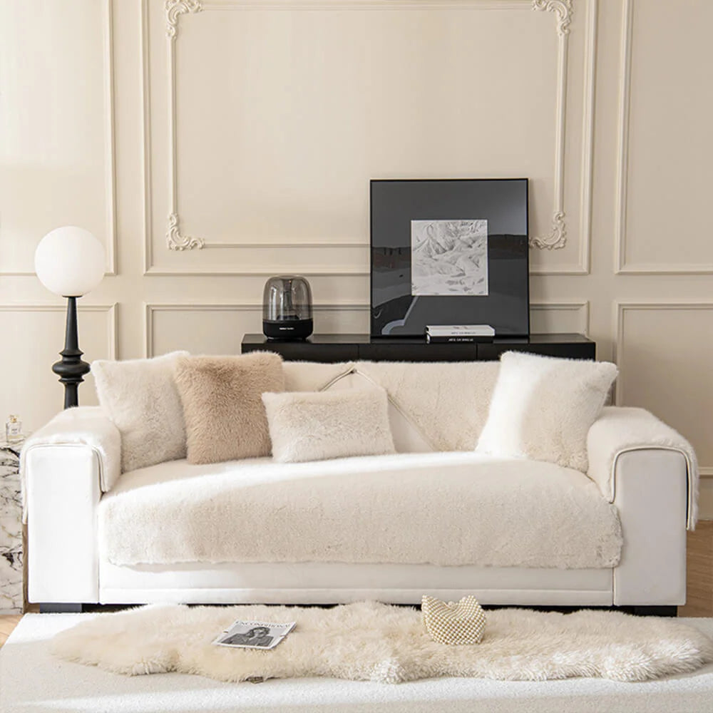 Sofa Cover Plush Faux Fur Non-Slip Machine Washable