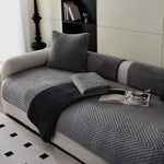 Sofa Cover Plush Velour Herringbone Non-Slip Backing
