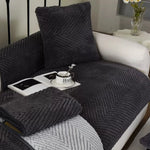 Sofa Cover Plush Velour Herringbone Non-Slip Backing