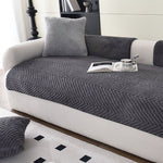 Sofa Cover Plush Velour Herringbone Non-Slip Backing