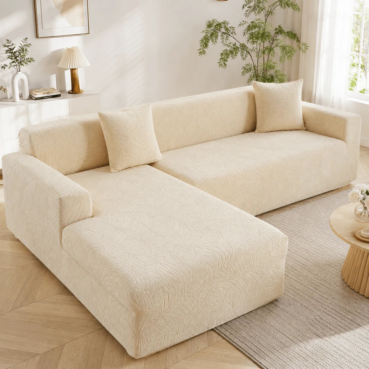Sofa Cover Polyester Machine Washable for L-Shaped Sofas