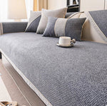 Sofa Cover Quilted Cotton-Linen Blend Non-Slip Backing