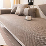 Sofa Cover Quilted Cotton-Linen Blend Non-Slip Backing
