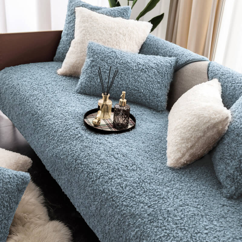 Sofa Cover Teddy Fleece Non-Slip Machine Washable