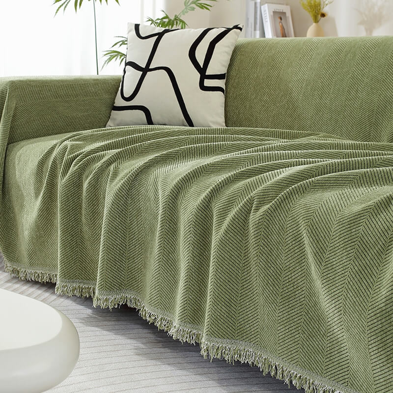 Sofa Throw Chenille Herringbone Weave Machine Washable