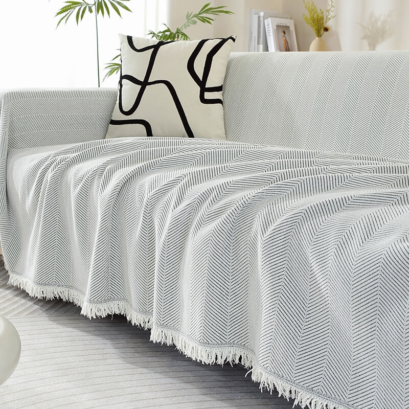 Sofa Throw Chenille Herringbone Weave Machine Washable