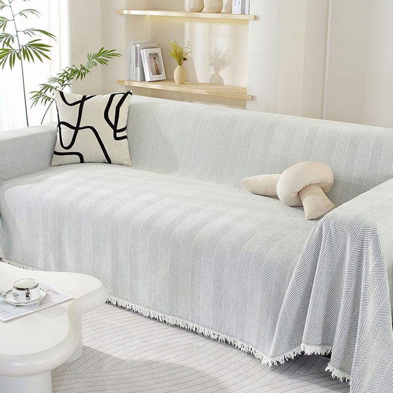 Sofa Throw Chenille Herringbone Weave Machine Washable