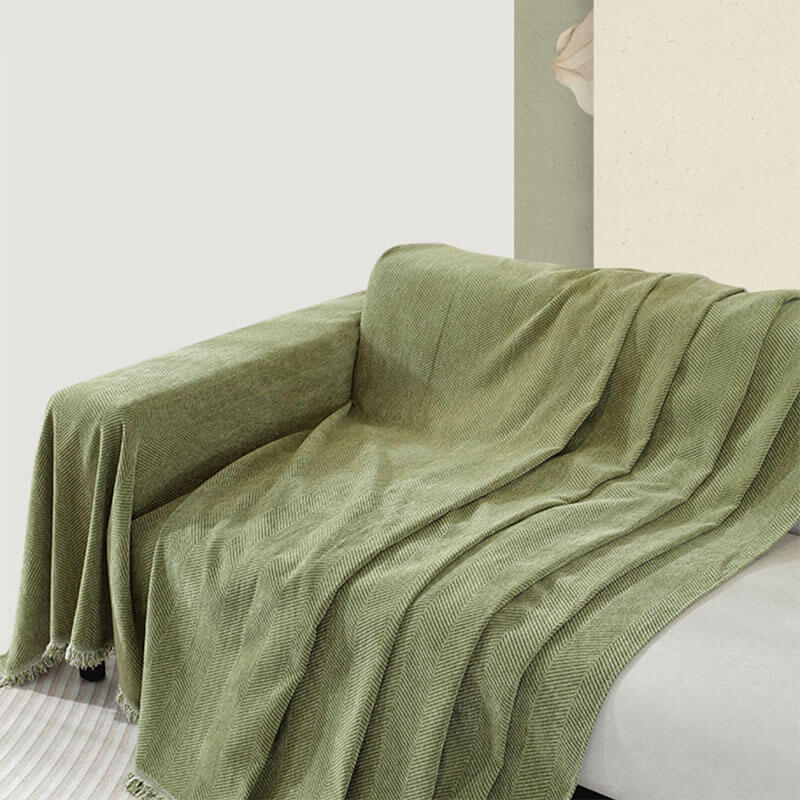 Sofa Throw Chenille Herringbone Weave Machine Washable