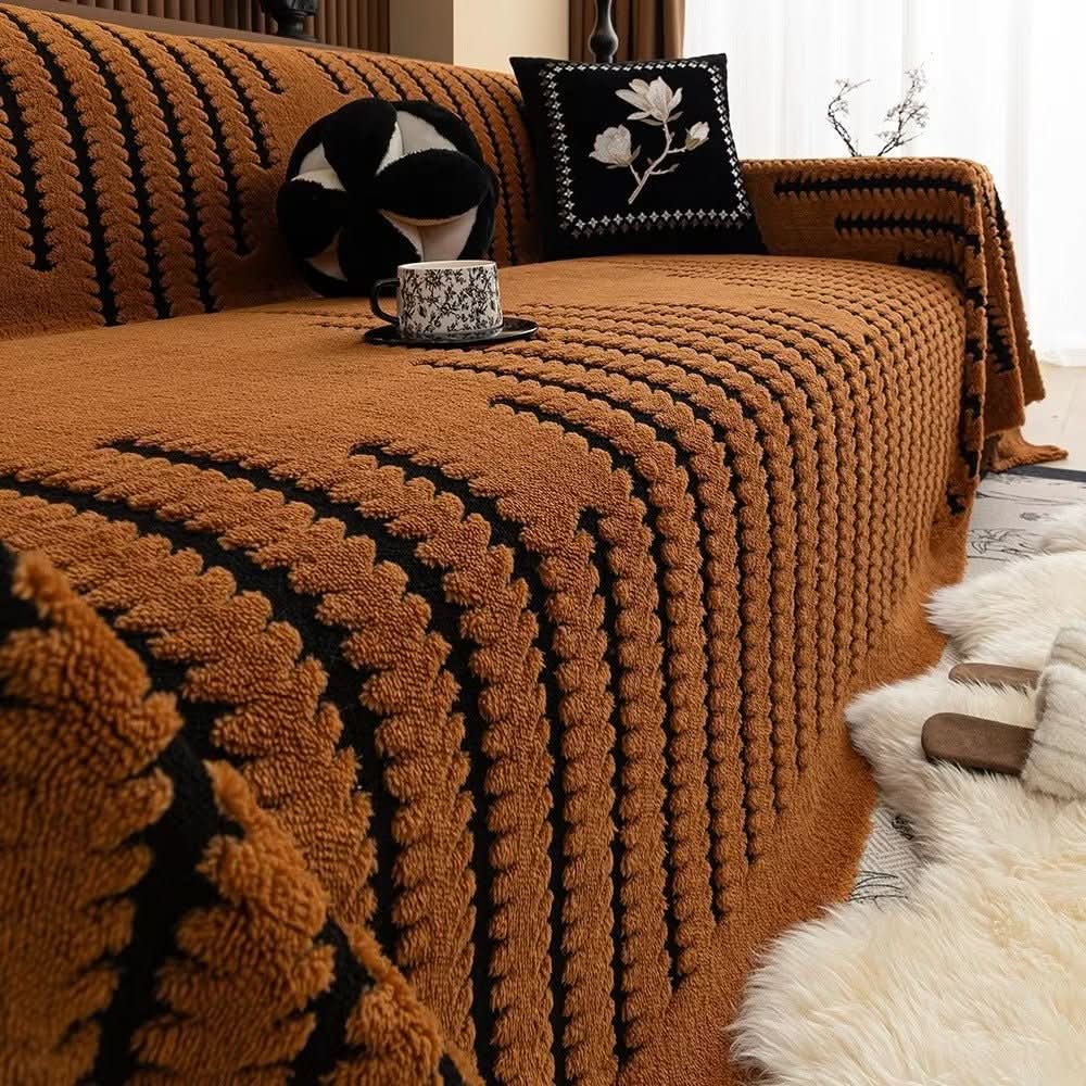 Sofa Throw Plush Quilted Non-Slip Backing