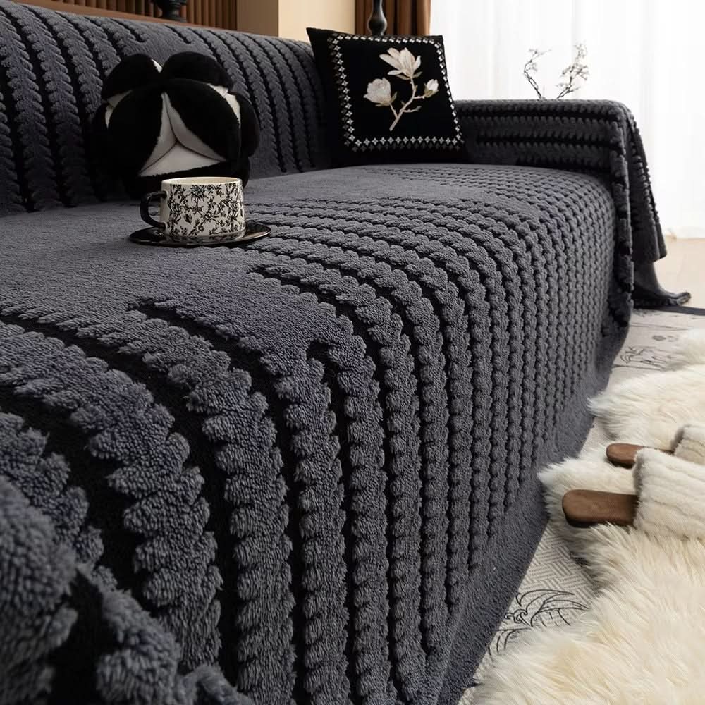 Sofa Throw Plush Quilted Non-Slip Backing