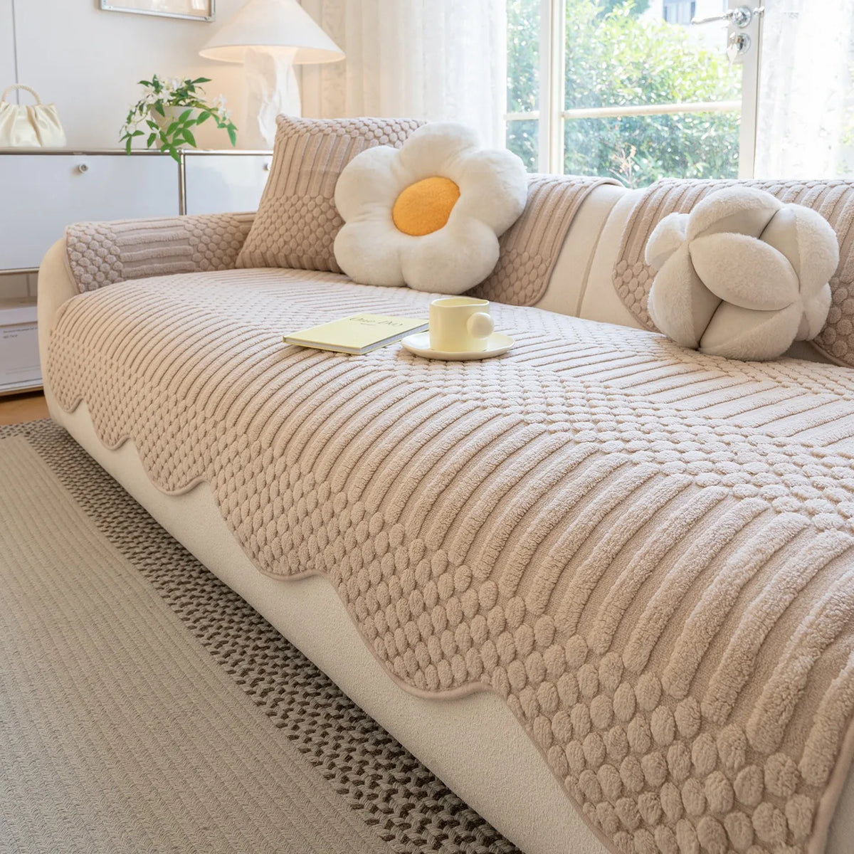 Sofa Throw Thick Tufted Fleece Non-Slip Warmth