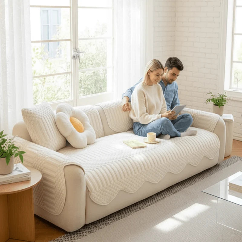 Sofa Throw Thick Tufted Fleece Non-Slip Warmth