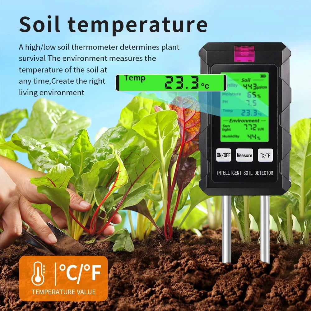 Soil & Environment Tester 6-In-1 Dual Metal Probes