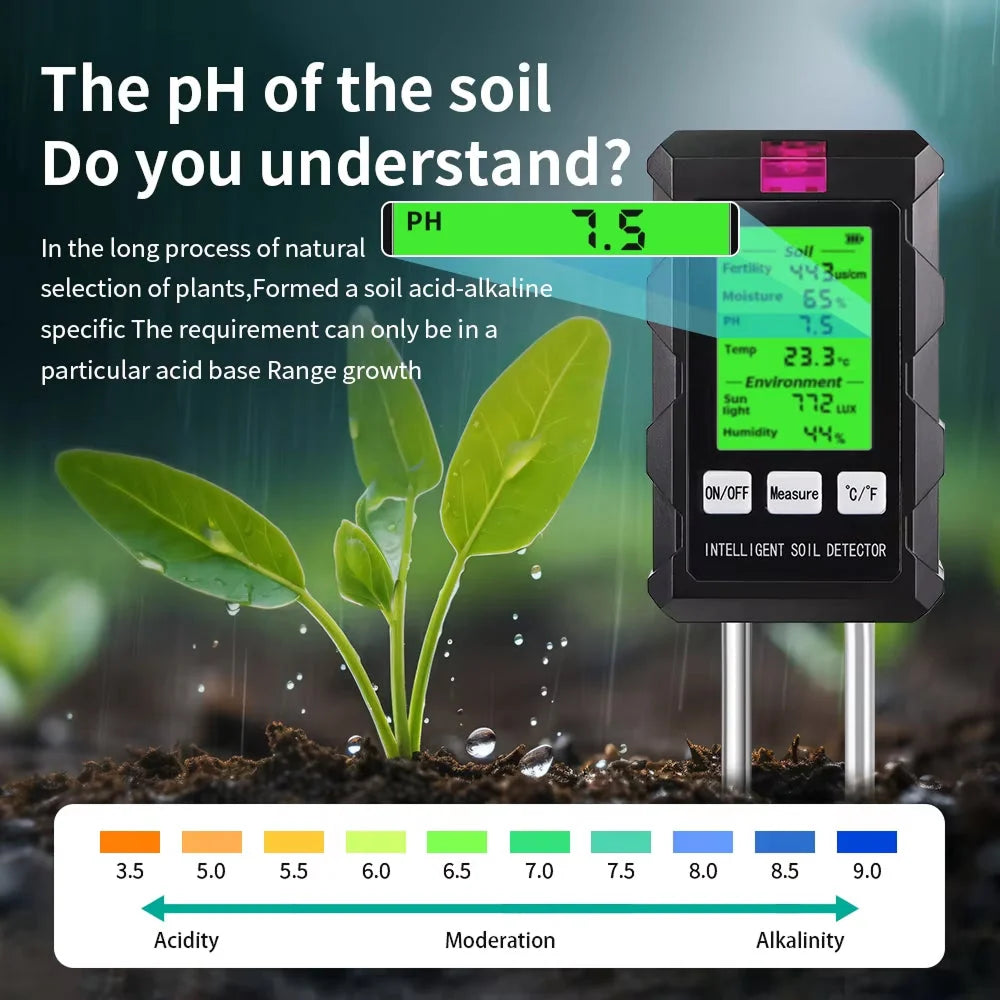 Soil & Environment Tester 6-In-1 Dual Metal Probes