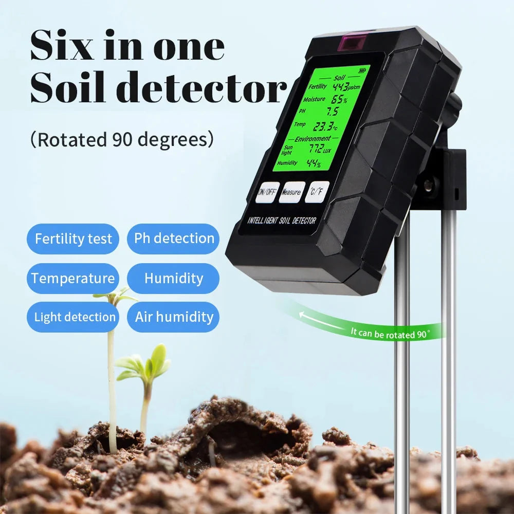 Soil & Environment Tester 6-In-1 Dual Metal Probes