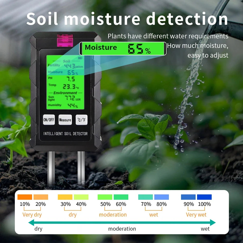 Soil Tester 6-In-1 Dual Metal Probes