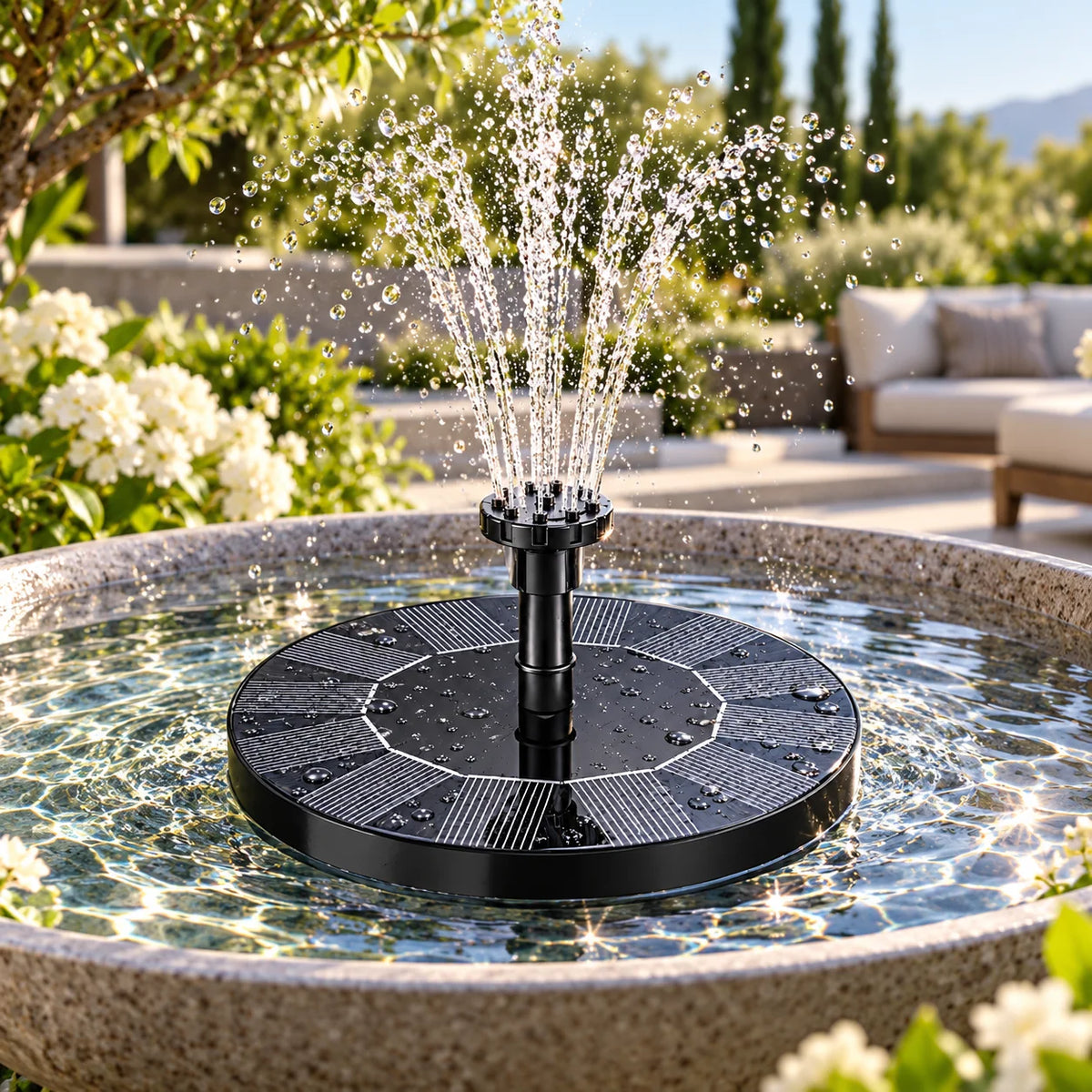 Solar Fountain Pump Floating Solar-Powered With Interchangeable Heads