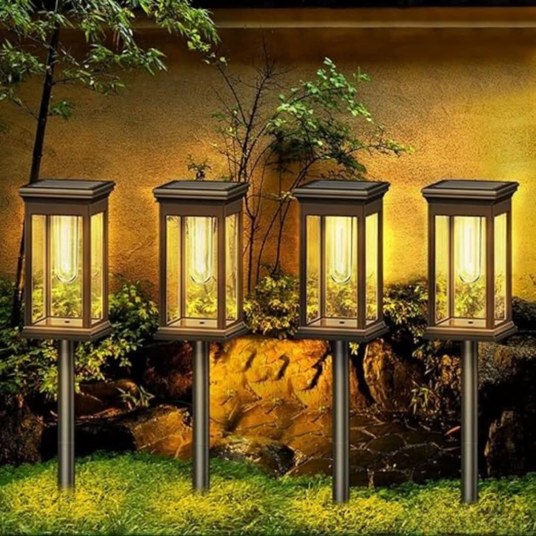 Solar Garden Lantern Filament LED 14 Hour Runtime