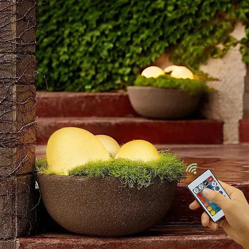 Solar Garden Light Cobblestone Style USB-C Rechargeable Weatherproof