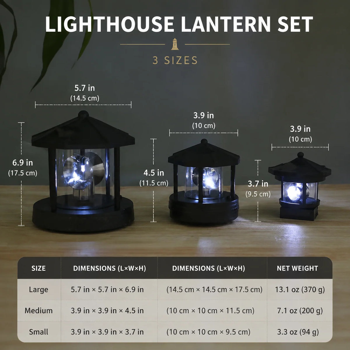 Solar Garden Light Rotating Beacon Automatic Dusk Sensor