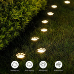 Solar Garden Lights Paw Print Waterproof Dual Light Modes