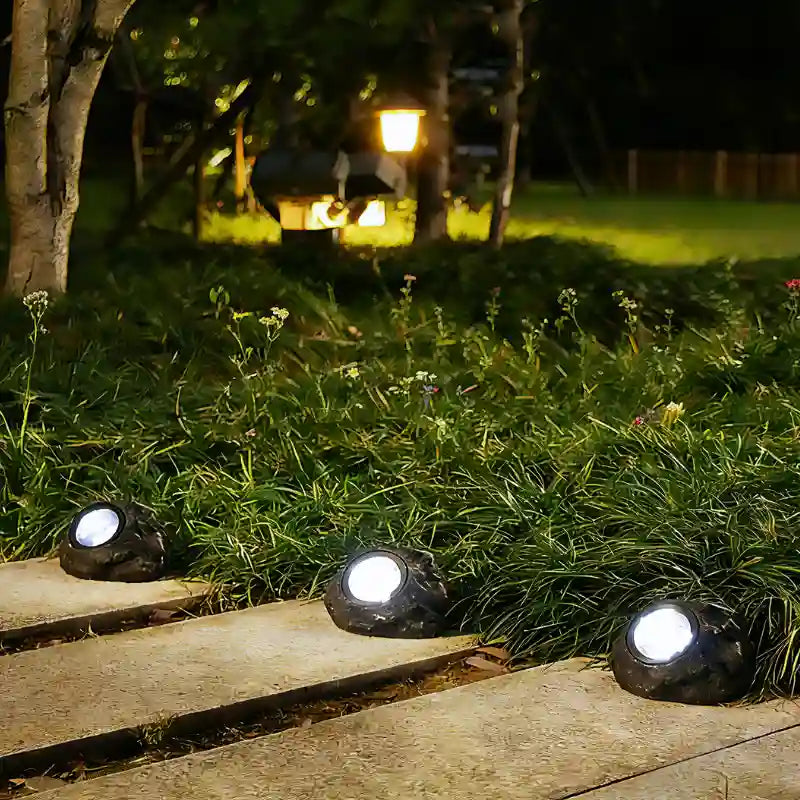Solar Garden Spotlight Stone-Look Automatic Dusk Sensor