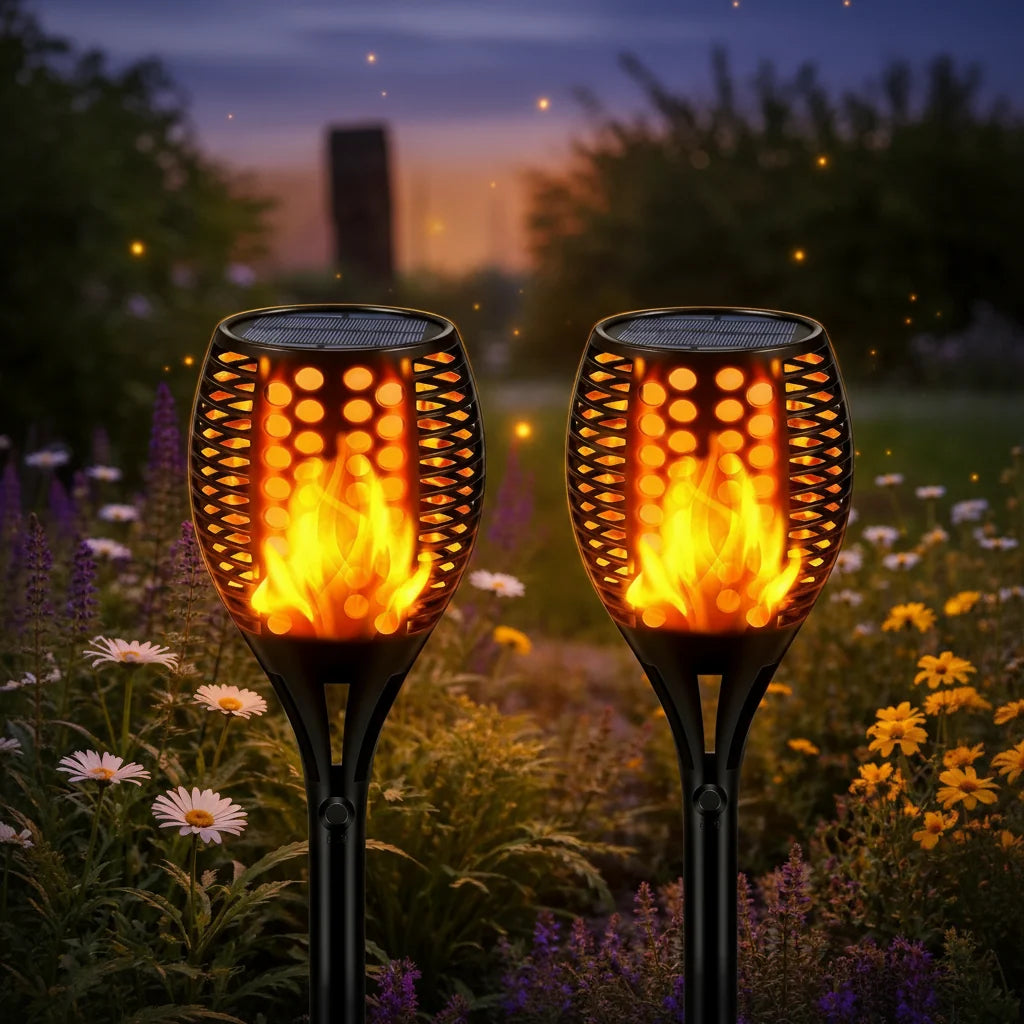 Solar Garden Torch Solar-Powered Flickering Flame Waterproof