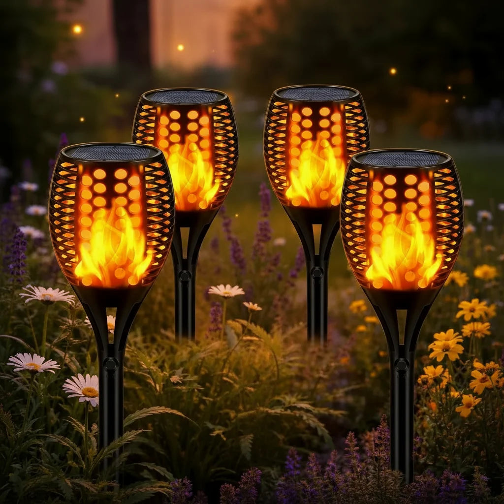 Solar Garden Torch Solar-Powered Flickering Flame Waterproof