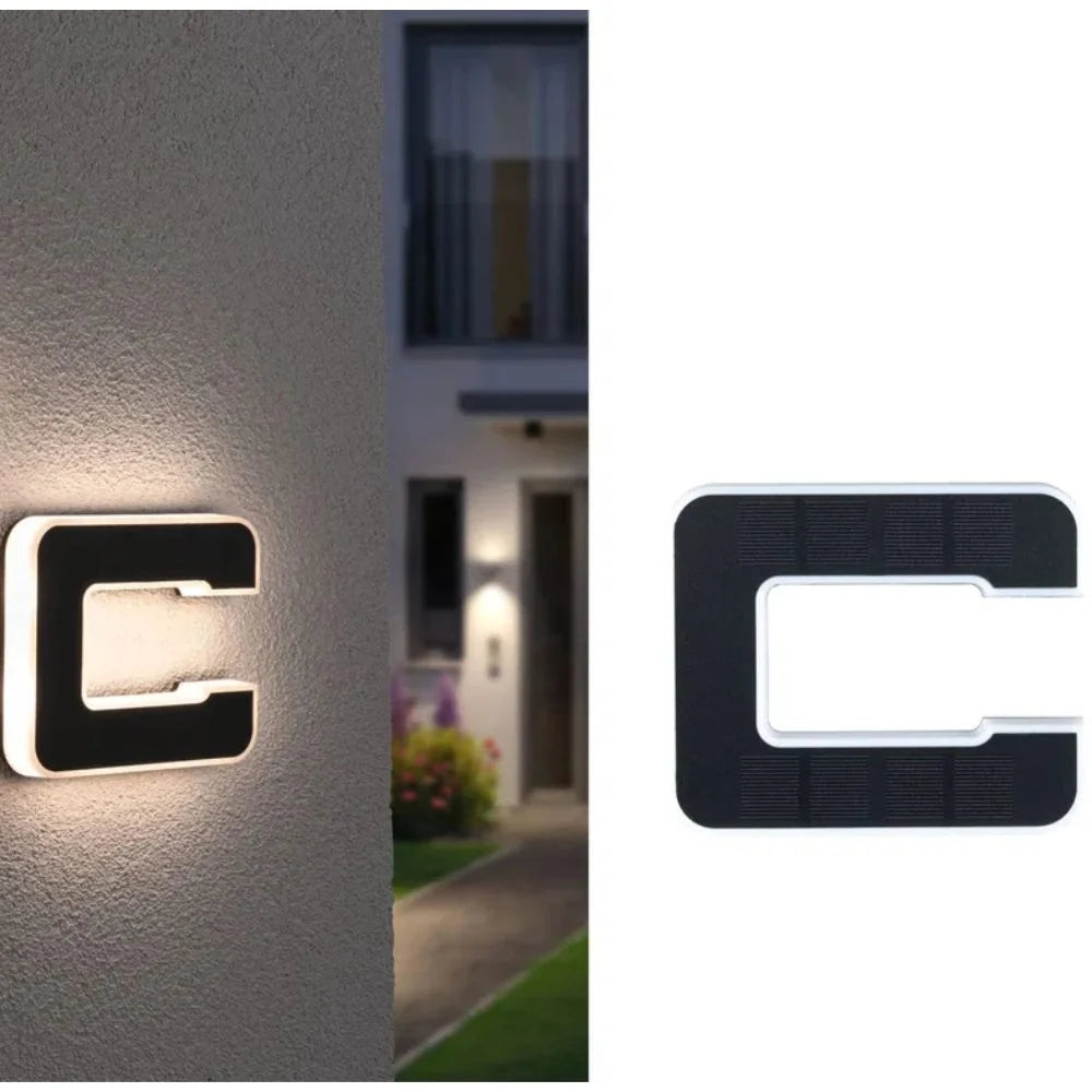 Solar House Number Warm White LED Automatic Dusk Sensor Weather-Resistant