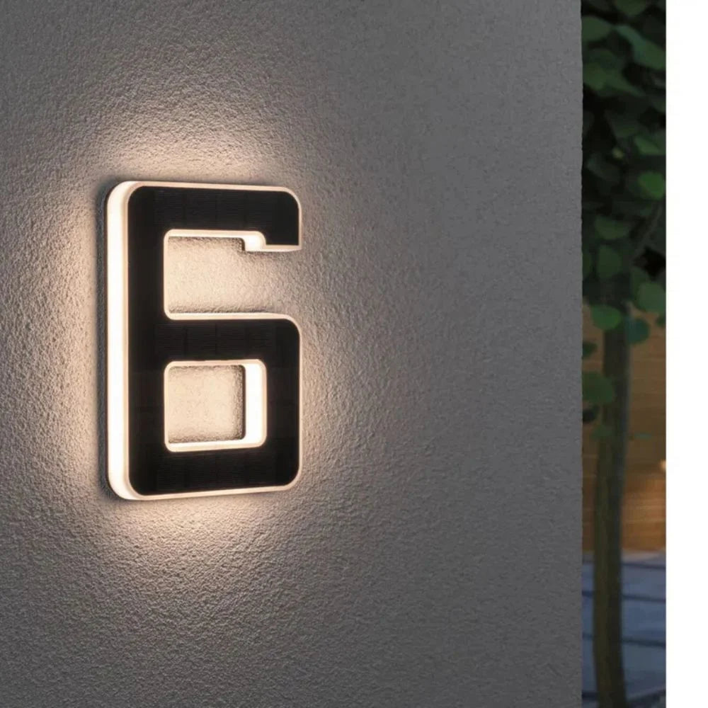 Solar House Number Warm White LED Automatic Dusk Sensor Weather-Resistant