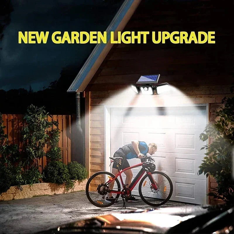 Solar Motion Sensor Light 74 LEDs 270-Degree Coverage Adjustable Head