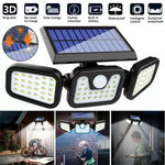 Solar Motion Sensor Light 74 LEDs 270-Degree Coverage Adjustable Head