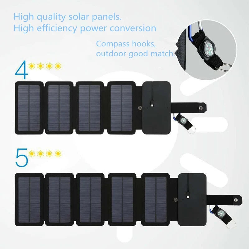 Solar Phone Charger Foldable Dual Device Charging