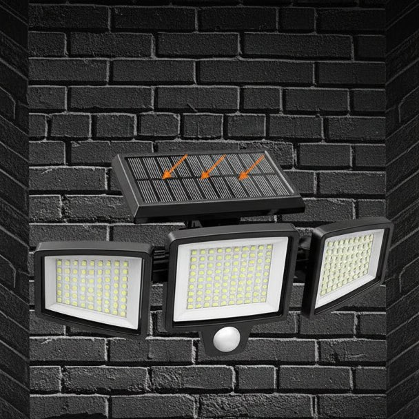 Solar Security Light Motion Sensor Three Adjustable Heads IP65 Water-Resistant
