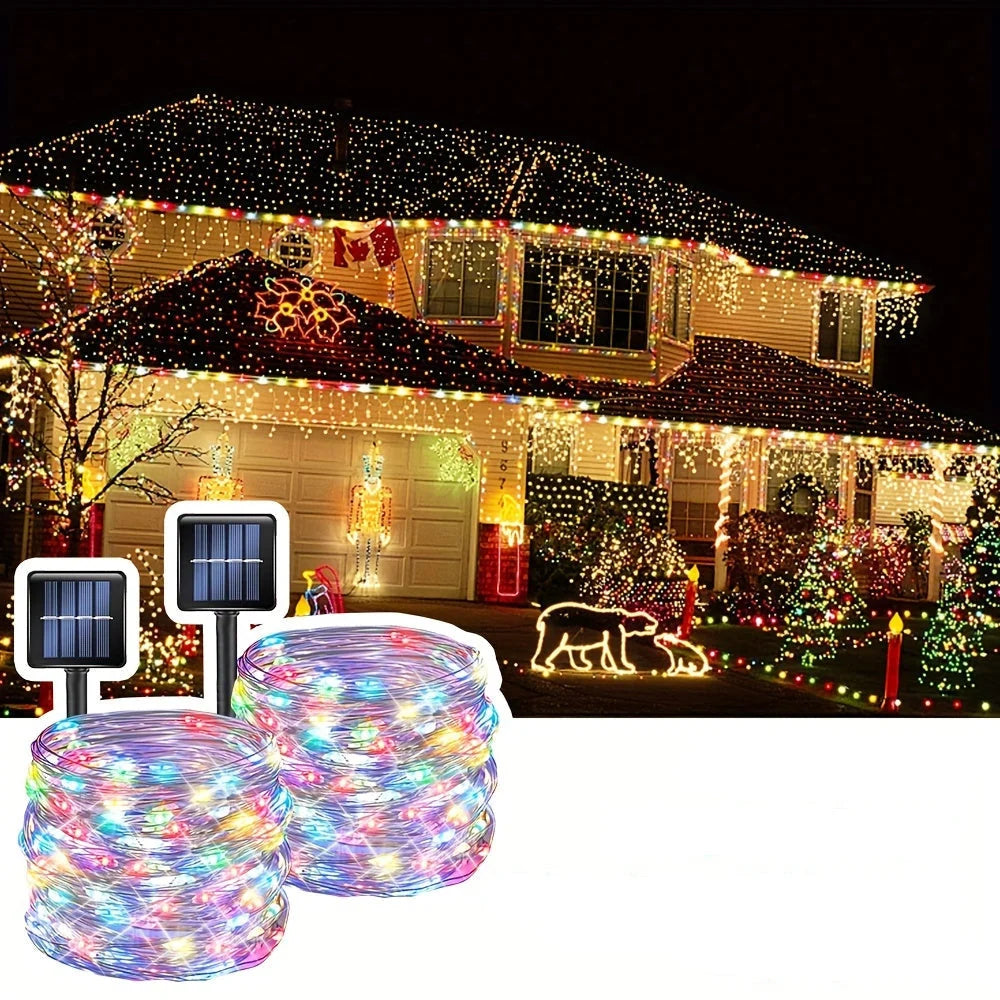 Solar String Lights 104Ft Copper Wire 300 LEDs