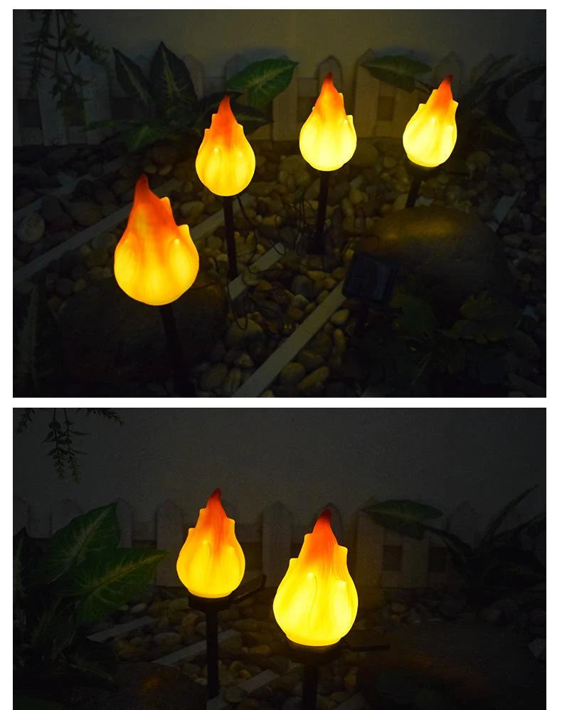 Solar Torch Light Flickering Flame Dusk-To-Dawn