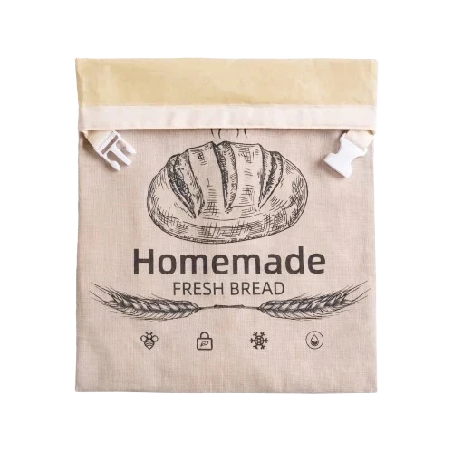 Sourdough Bread Bag Beeswax-Lined Organic Linen Freezer-Safe