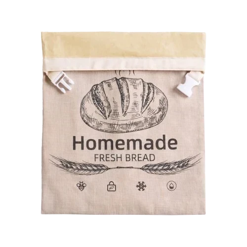 Sourdough Bread Bag Beeswax-Lined Organic Linen Freezer-Safe