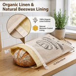 Sourdough Bread Bag Beeswax-Lined Organic Linen Freezer-Safe