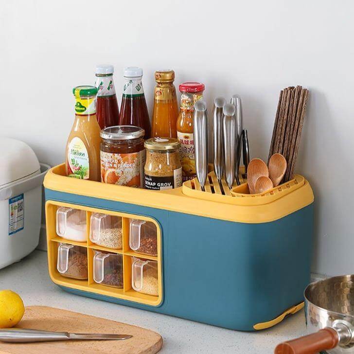 Spice Organizer 6 Compartments Transparent Detachable Container Removable Tray