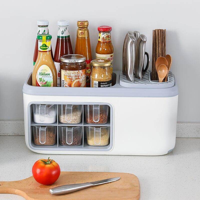 Spice Organizer 6 Compartments Transparent Detachable Container Removable Tray