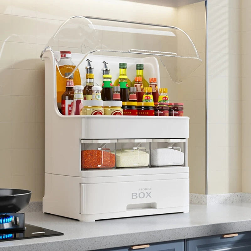 Spice Rack Organizer Double-Tier Space-Saving Kitchen Storage