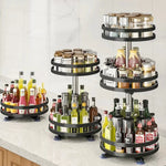 Spice Rack Organizer Stainless Steel 360° Rotating Adjustable Shelves
