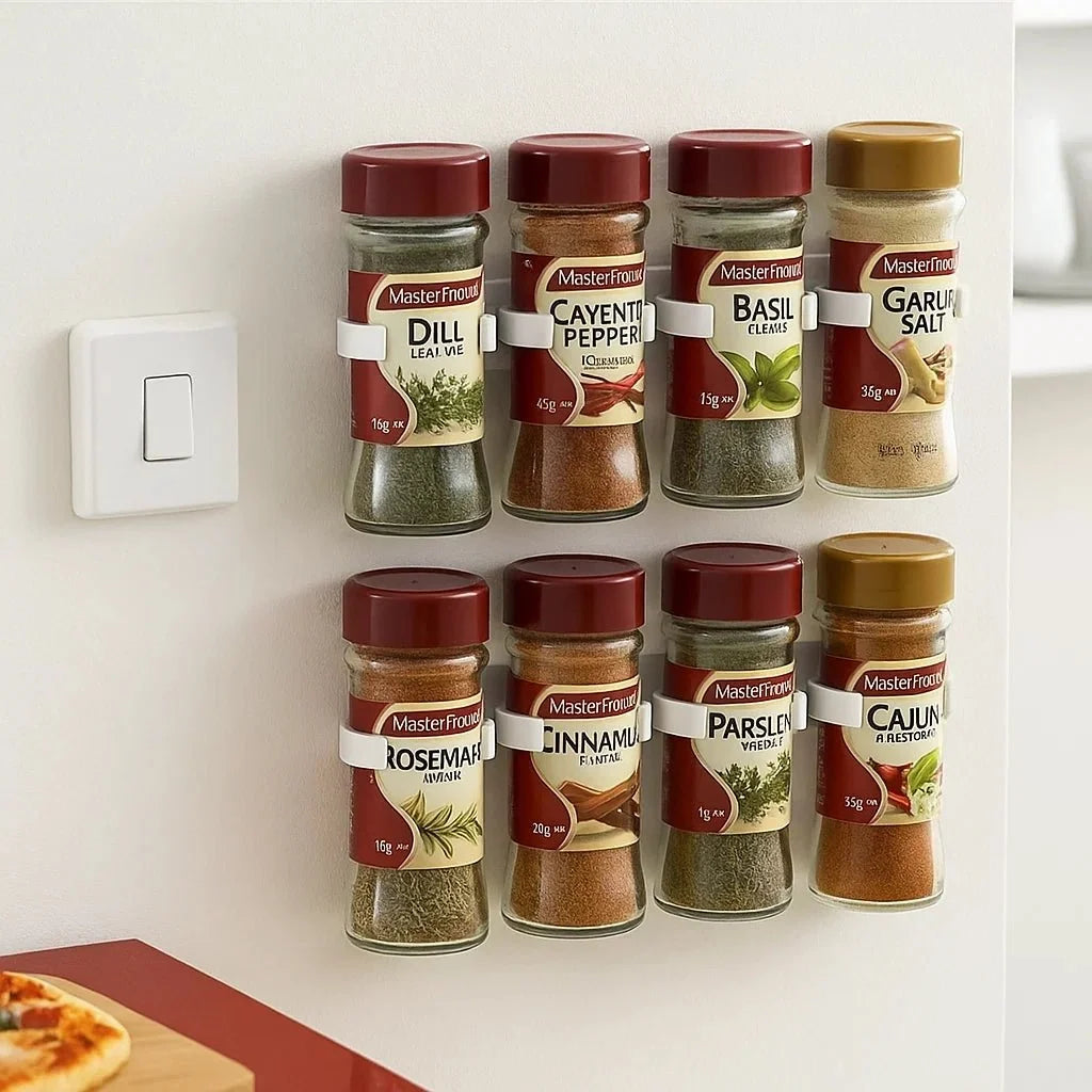 Spice Rack Wall-Mounted Self-Adhesive Space-Saving