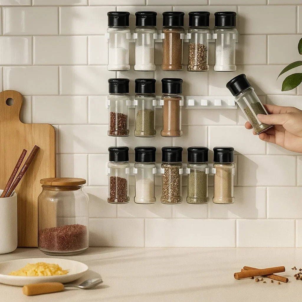 Spice Rack Wall-Mounted Self-Adhesive Space-Saving