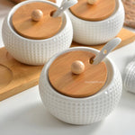 Spice Shaker Set Ceramic With Wooden Lids