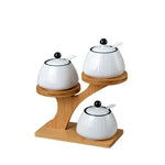 Spice Shaker Set Ceramic With Wooden Lids