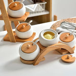 Spice Shaker Set Ceramic With Wooden Lids